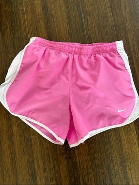 Nike girls Pink Athletic Shorts with White Trim